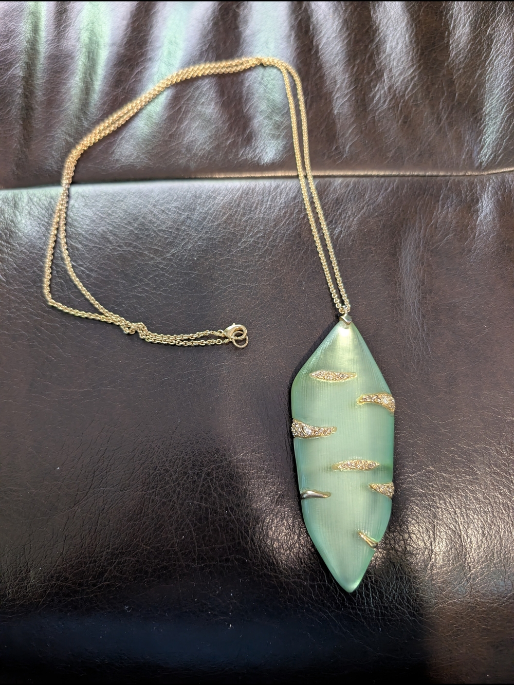 Alexis Bittar Gold-Tone Chain with Mint Green Marquise Pendant